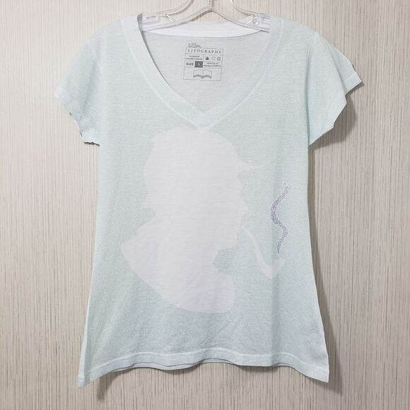 Litographs Sherlock Holmes v-neck short sleeve book print graphic shirt sz small - Picture 2 of 10